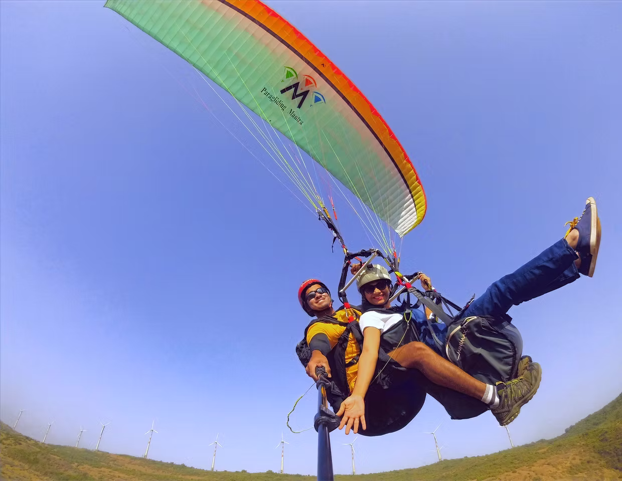 Classic tandem paragliding above Pawna Lake Kamshet