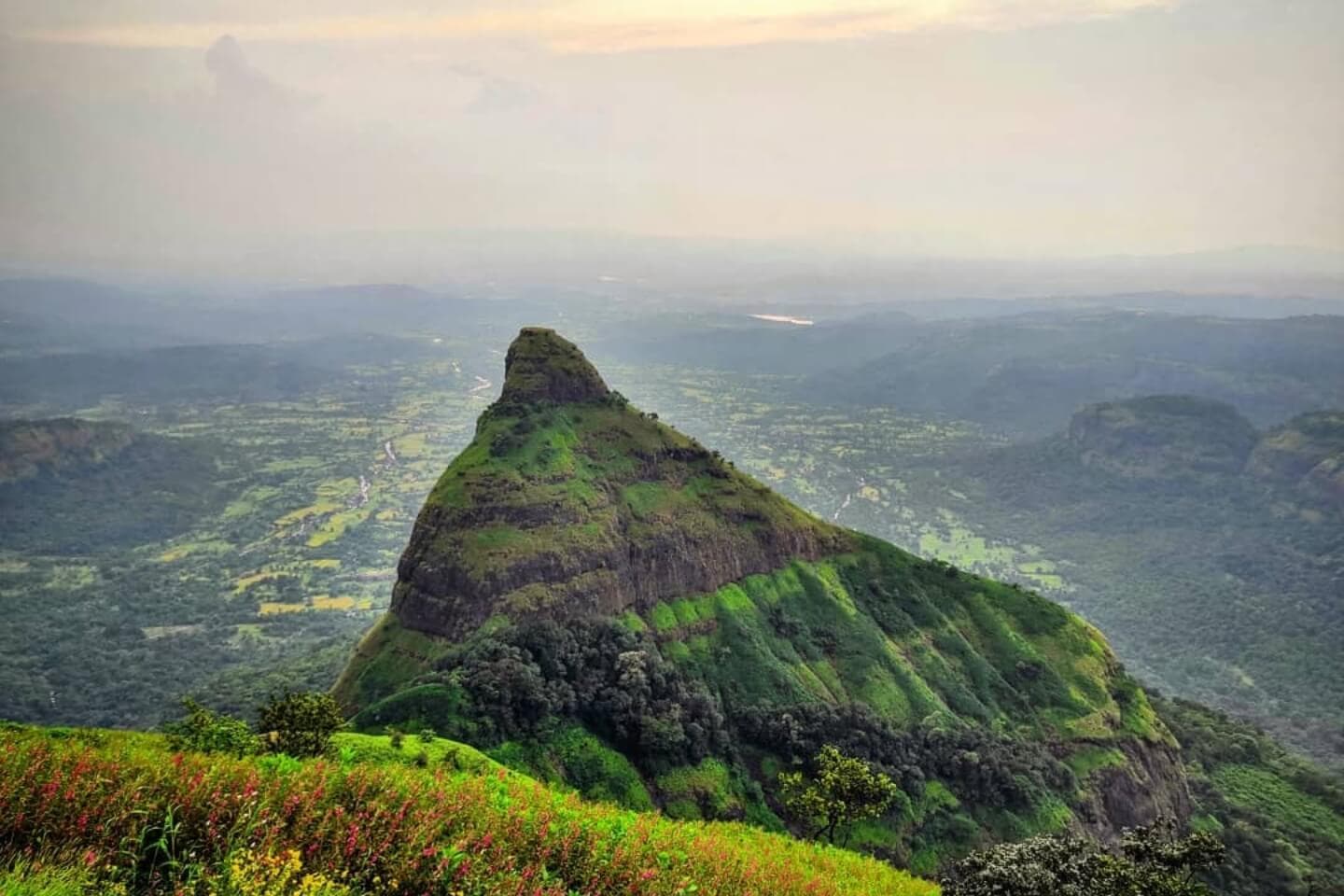 Tiger's Leap viewpoint near Lonavala overlooking the Sahyadri valleys used by paragliders